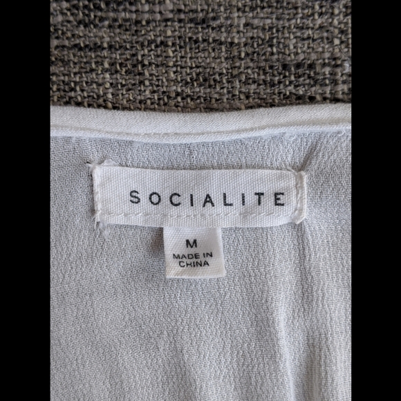 Socialite White Embroidered Sun Dress Medium - Picture 7 of 8